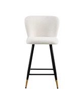 Modern Barstool: White Seats, Black Metal Legs, Gold Tips (25.79")