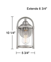 Avani Rustic Farmhouse Outdoor Wall Light Fixtures Set of 2 Brushed Nickel 10 1/4" Clear Glass for Exterior Barn Deck House Porch Yard Patio Outs