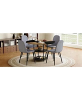 47" Round Dining Set: Table with Storage & 4 Linen Chairs