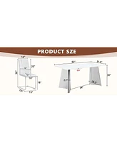 63" Snow Mountain Table & 4 White Pu Chairs
