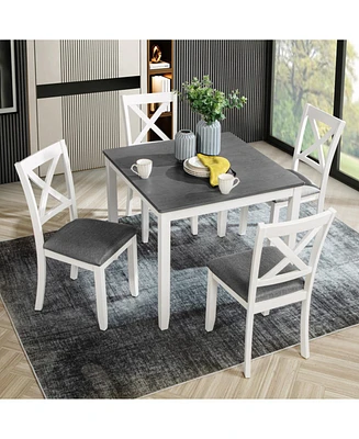 5-Piece Grey & White Dining Set for 4
