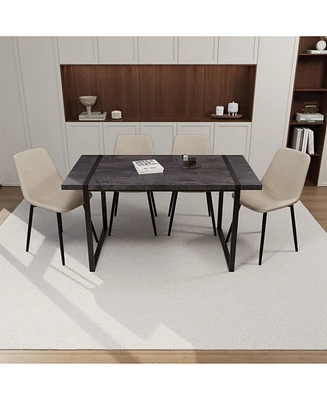 Black Dining Table & 4 Suede Chairs