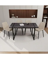 Black Dining Table & 4 Suede Chairs