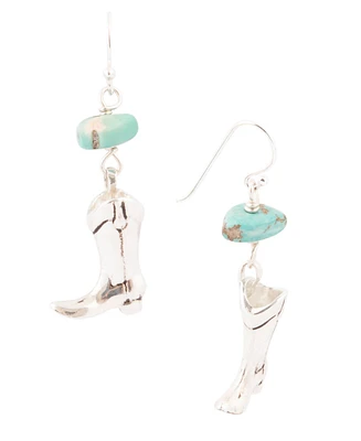 Barse Genuine Turquoise Magnesite and Sterling Silver Boot Charm Earrings