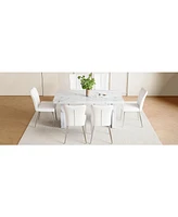 White Marble Dining Set with Pu Chairs