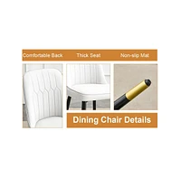 Tempered Glass Dining Set - 71" with 6 White Pu Chairs