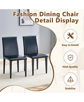 47" Round Dining Table Set with 6 Black Chairs