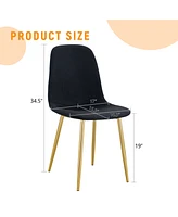 Black Linen Dining Chairs - Set of 4, Golden Legs