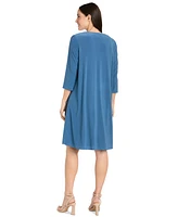 R & M Richards Women's Drape-Front Jacket and Printed Necklace Dress Set