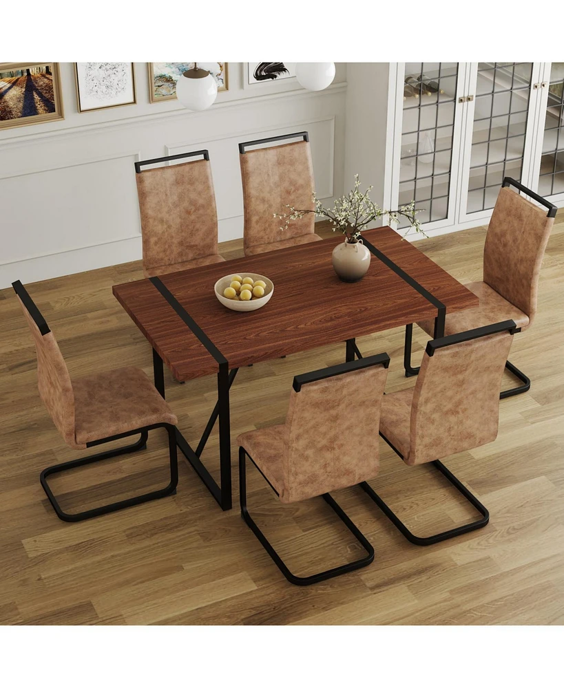 Retro Dining Table & 6 Chairs - Minimalist Style