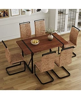 Retro Dining Table & 6 Chairs - Minimalist Style
