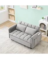 Grey Velvet Sofa Bed - Modern 3-in-1 Sleeper