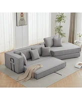 Folding Sleeper Sofa Bed - Gray Lamb Velvet