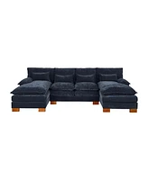 Chenille fabric with double lounge chair combination sofa