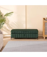 Green Velvet Storage Bench 49"