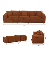 Curry Lambswool Sherpa 4-Seater Sofa, Metal Legs