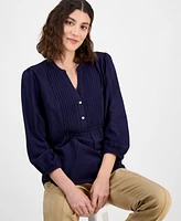 Nautica Jeans Women's 3/4-Sleeve Pintuck Blouse