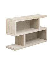 Retro Console Table with Symmetrical 2-Tier Open Shelf for Entryway and Living Room (Black)