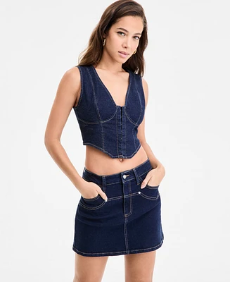 Bar Iii Women's Denim Corset Top, Exclusively at Macy's