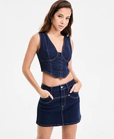 Bar Iii Women's Denim Corset Top, Exclusively at Macy's