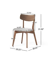 Mid-Century Walnut Finished Frame Upholstered Dining Chairs (Set of 2) (Dark Grey