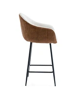 Modern Counter Height Bar Stools (26.5") with Cushioned Upholstery and Durable Metal Legs for Enhanced Home Decor (Brown