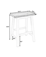 Farmhouse Rustic 2-piece Counter Height Wood Kitchen Dining Stools for Small Places, Walnut+Black