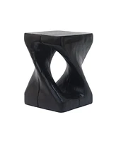 Twist Shape Side Table, Wood-like texture, Black Color