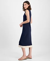Nautica Jeans Women's Cotton Scalloped-Trim Sleeveless Dress