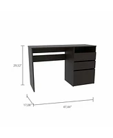 Functional Computer Desk with Three Drawers and Keyboard Tray