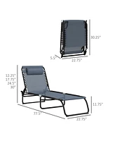 Outsunny 2 Chaise Lounge Pool Chairs, Folding, Reclining