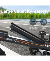 Electric Bike for Adults, 16' Folding Electric Bike Mini V2 with 350W Motor, 36V 7.5Ah Removable Battery, 15.5 mph, Ultra-Light Electric Bikes for Com