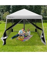 10 x 10 Feet Pop Up Canopy with Mesh Sidewalls and Roller Bag