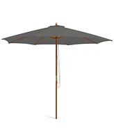 10 Feet Patio Umbrella with 8 Wooden Ribs and 3 Adjustable Heights