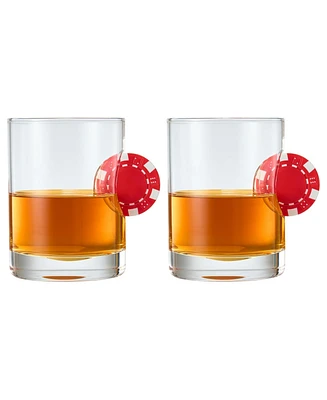The Wine Savant Poker Chip Whiskey Glasses, Set of 2