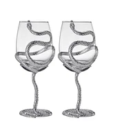 The Wine Savant Snake Stemmed Wine Glasses, Set of 2