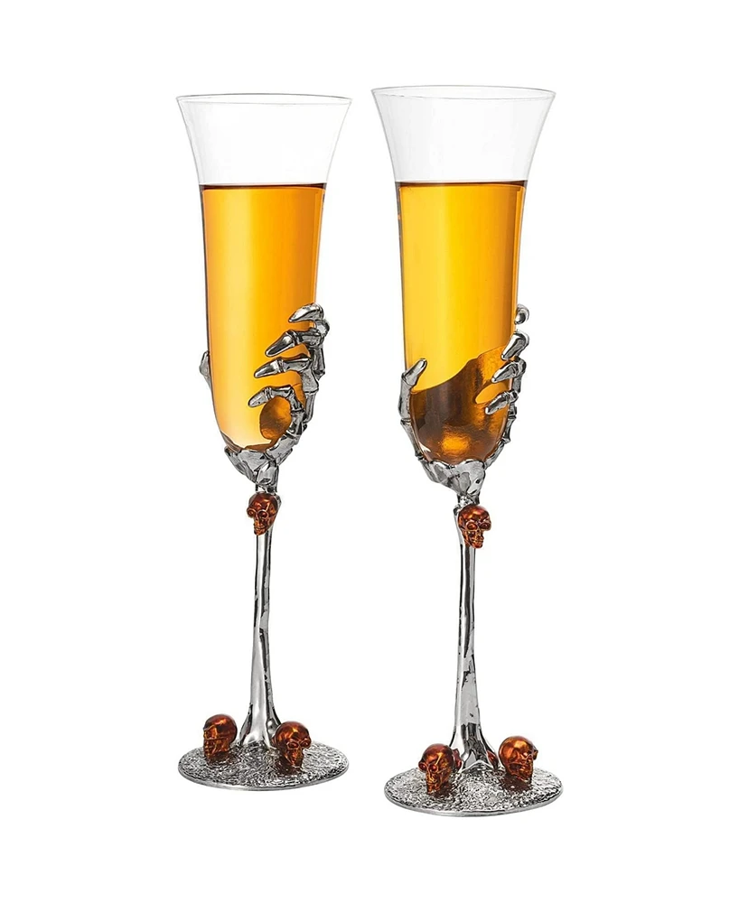 The Wine Savant Skeleton Stemmed Champagne Glasses, Set of 2