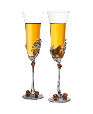 The Wine Savant Skeleton Stemmed Champagne Glasses, Set of 2