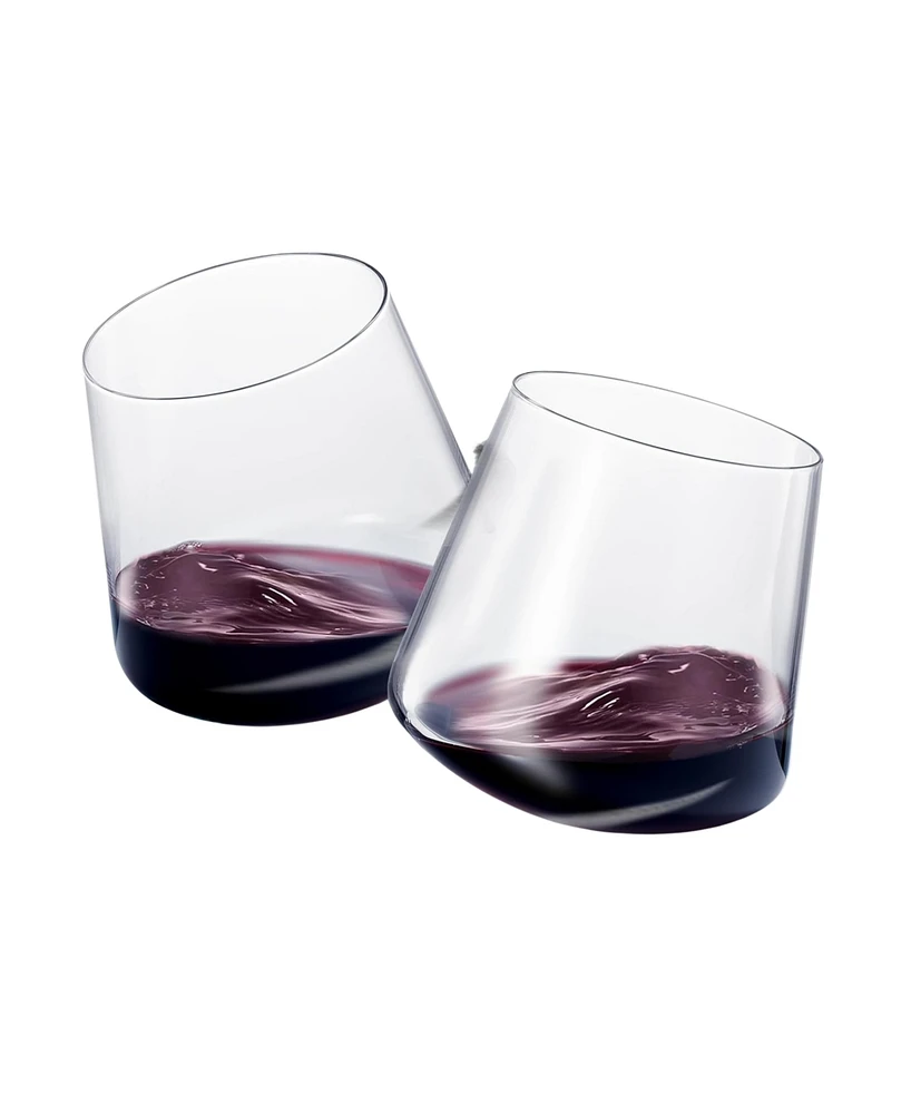 The Wine Savant Rotating Stemless Wine Glasses, Set of 2