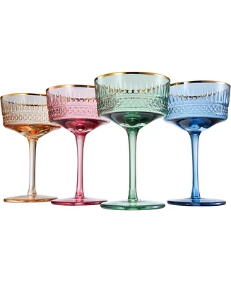 The Wine Savant Khen Pastel Muted Goblet Cocktail Glasses, Set of 4