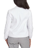 Alfred Dunner Petite Eyelet Button-Front Denim Jacket