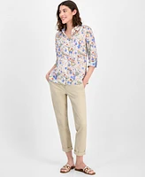 Tommy Hilfiger Women's Floral Print Roll-tab Shirt