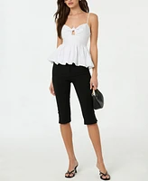 Astr the Label Women's Twist-Front Bubble-Hem Top