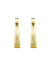 14k Gold Plated Sterling Silver with Cubic Zirconia Tapered ¾ C-Hoop Earrings