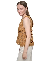 Dkny Jeans Women's Crochet Scoop-Neck Cotton Top
