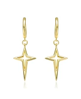14k Yellow Gold Plated Star Dangle Earrings