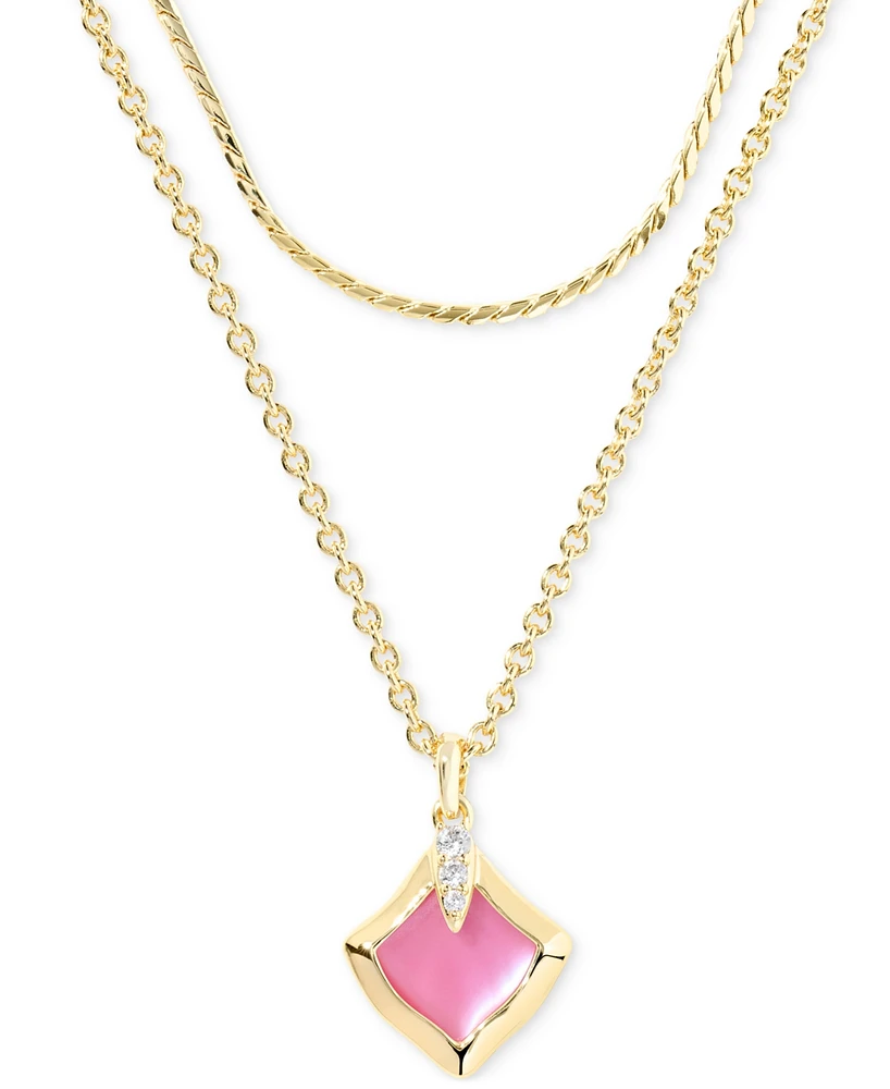 Kendra Scott Pave & Color Mother-of-Pearl Layered Pendant Necklace, 15" + 3" extender