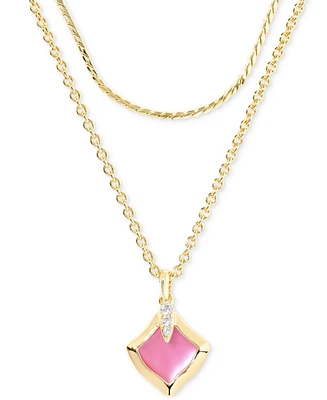 Kendra Scott Pave & Color Mother-of-Pearl Layered Pendant Necklace, 15" + 3" extender
