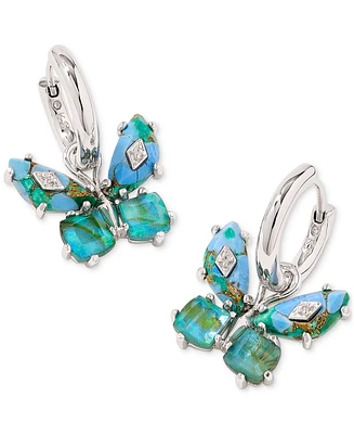 Kendra Scott 14k Gold-Plated Mixed Stone Butterfly Charm Huggie Hoop Earrings