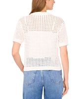 CeCe Women's Texture Mesh Short-Sleeve Cardigan